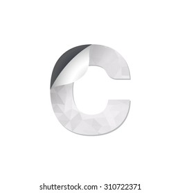 letter triangular paper fold icon logo c