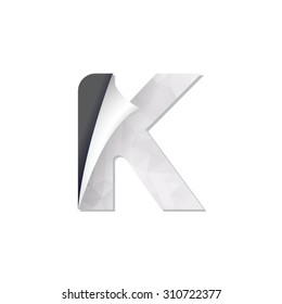 letter triangular paper fold icon logo k