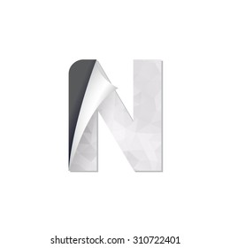 letter triangular paper fold icon logo n