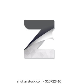 letter triangular paper fold icon logo z