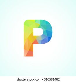 letter triangular vibrant color icon logo p