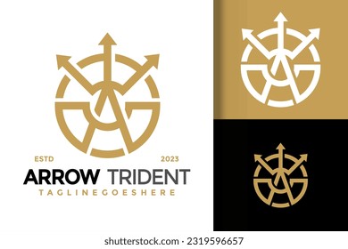 Letter A trident neptune logo vector icon illustration