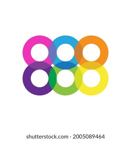 Letter triple 8 overlaping colors logo design. Vector illustration.