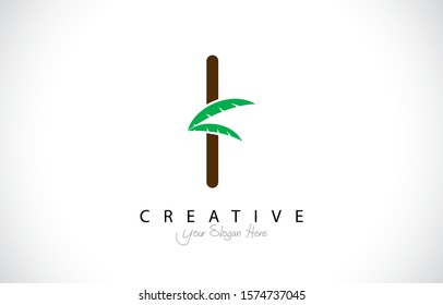 Letter I Tropical Design Logo Concept. Creative Icon Logo with Palm Tree Shape Vector Illustration.
