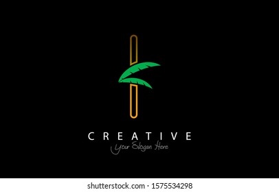 Letter I Tropical Design Logo Concept. Creative Icon Logo with Palm Tree Shape Vector Illustration.
