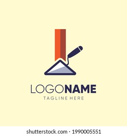 Letter I Trowel Logo Design Vector Icon Graphic Emblem Illustration Background Template