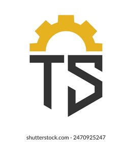 Letter TS Gear Logo Design for Service Center, Repair, Factory, Industrial, Digital and Mechanical Business