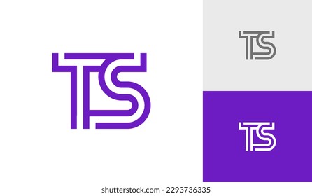 Letter TS initial monogram monoline logo design vector