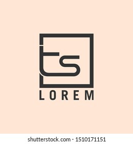Letter ts linked lowercase logo design template. Dark grey on burlywood background. Suitable for business, consulting group company.