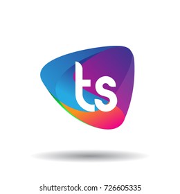 Letter TS logo with colorful splash background, letter combination logo design for creative industry, web, business and company.