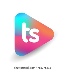 Letter TS logo in triangle shape and colorful background, letter combination logo design for business and company identity.
