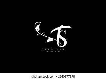 Letter TS Logotype Linked Simple Monogram Flourishes Black White Color