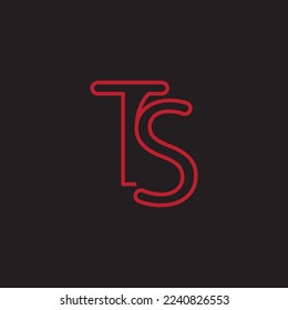 letter TS red illustration sign symbol logo.