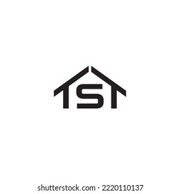 Letter TS, ST, TTS, STT or TST and House logo or icon design