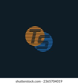 Letter TS strip lines style logo vector icon illustration. Isolated object on black background