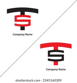 vector de diseño de logotipo de tecnología TS de letra 