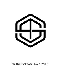 letter TS, TSS, or ST logo design. Hexagon vector template.