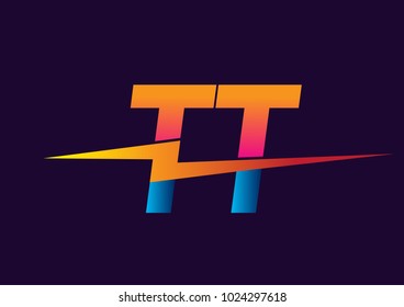 Letter TT logo with Lightning icon, letter combination Power Energy Logo design for Creative Power ideas, web, business and company.