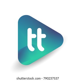 Letter TT logo in triangle shape and colorful background, letter combination logo design for business and company identity.
