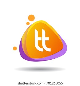 Letter TT logo in triangle splash and colorful background, letter combination logo design for creative industry, web, business and company.