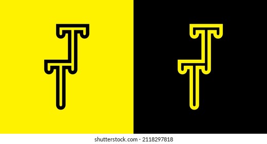 Letra TT, Diseño del logotipo de T. En color negro y amarillo. Vector de ilustración de logotipo simple, lujoso y elegante