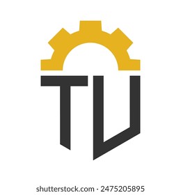 Letter TU Gear Logo Design for Service Center, Repair, Factory, Industrial, Digital and Mechanical Business