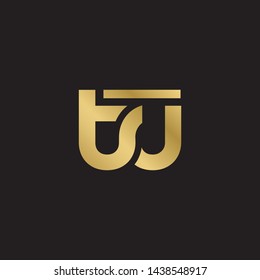 Letter tu linked lowercase logo design template elements. Gold letter Isolated on black  background. Suitable for business, consulting group company.