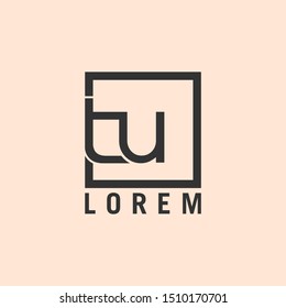 Letter tu linked lowercase logo design template elements. Dark grey on burlywood background. Suitable for business, consulting group company.