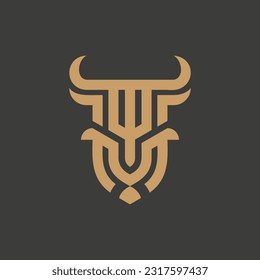 Letter TU, UT bull head shape logo vector illustration