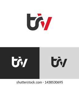 Letter tv linked lowercase logo design template elements. Red letter Isolated on black white grey background. Suitable for business, consulting group company.