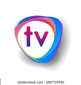 Letter Tv Logo Colorful Splash Background Stock Vector (Royalty Free ...