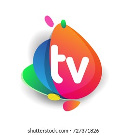 Letter Tv Logo Colorful Splash Background Stock Vector (Royalty Free ...