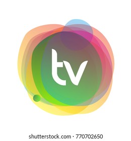 Letter TV logo with colorful splash background, letter combination logo design for creative industry, web, business and company.
