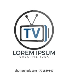 Letter TV logo design. TV media logo design concept template.