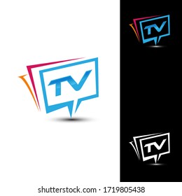 Letter TV logo design template with square
