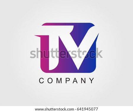 Letter TV logo design template with square