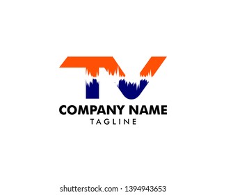 Letter TV logo with wave sound shape