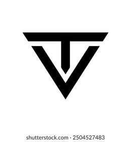 Letter Tv with triangle shape modern unique logo design