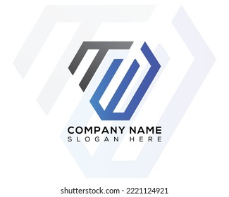 letter TW creative polygon shape logo design icon.