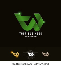 Letter tW or tN monogram logo with grid method design