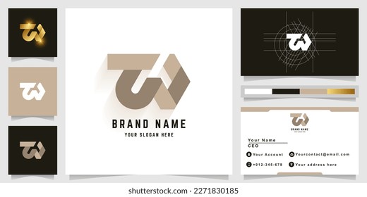 Logo de monograma de carta TW o ZN con diseño de tarjeta de visita