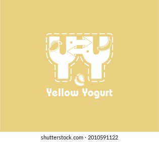Letter Twin Y with a flat design theme, can be used for juice or yogurt companies or those related to fruit processing