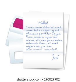 Letter with two envelopes isolated on white background. Vector illustration
