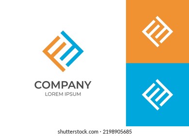 letter two ff logo icon with square monogram style design