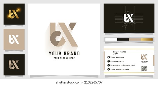 Letter tX or bX monogram logo with business card design