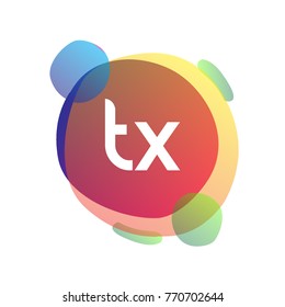 Letter TX logo with colorful splash background, letter combination logo design for creative industry, web, business and company.
