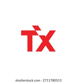 letter tx simple linked arrow red geometric logo vector 