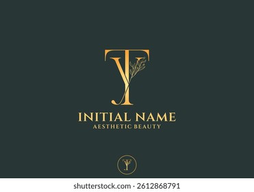  Letter TY Beauty Logo with Flourish Ornament Luxury