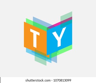 Letter TY logo with colorful geometric shape, letter combination logo design for creative industry, web, business and company.