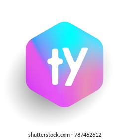 Letter TY logo in hexagon shape and colorful background, letter combination logo design for business and company identity.
